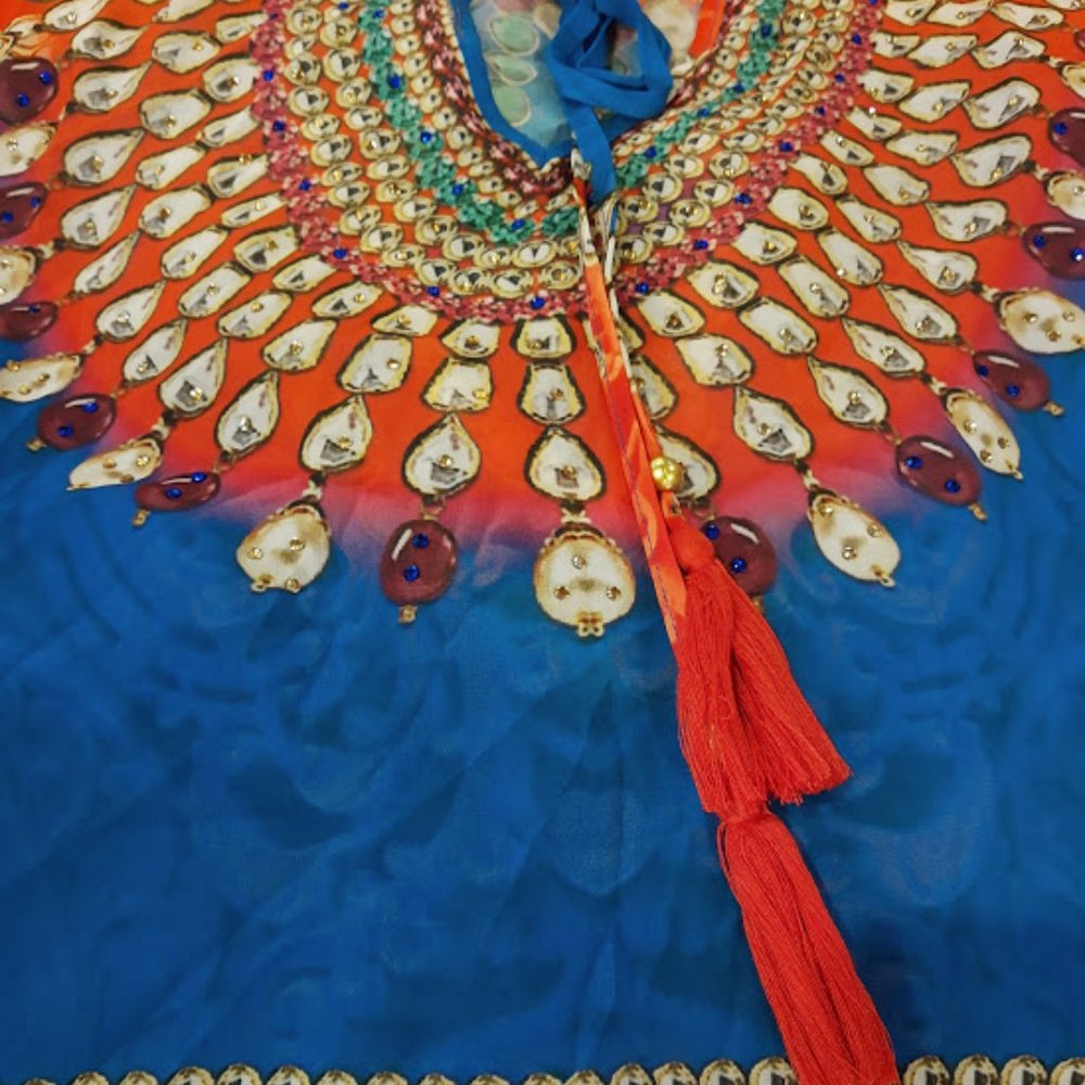 Asa Kaftan Blue Tie Front Cover Up